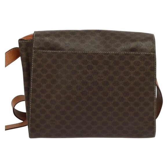 CELINE Macadam Canvas Circle Shoulder Bag PVC Leather Brown Gold Auth MX459 - Picture 3 of 16